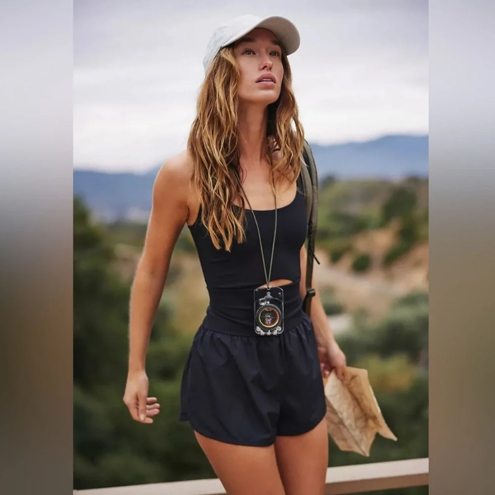 Free People Movement‎ Black Righteous Runsie Athletic Romper Size Large